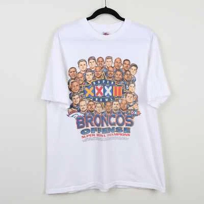 Vintage 90s Denver Broncos Super Bowl XXXII 1997 NFLP Football T-shirt Size XL - Image 1 of 4