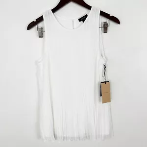 Halogen White Sleeveless Pleated Georgette Sleeveless Top Size XS MSRP 59$ NEW - Picture 1 of 7