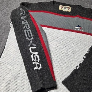 Vintage Avirex Varsity Sweater Herren XL Rundhals grau rot Streifen Strickpullover 90s - Bild 1 von 11
