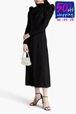 PVP €1650 Vestido midi Zimmermann Petite AU0 US2 UK6 XS mezcla de seda forrado drapeado Foto 1 de 4