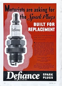 1934 Ad Defiance Spark Plugs Inc Toledo OH Built For Replacement - Picture 1 of 1
