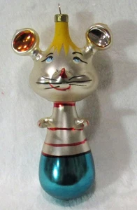 VTG Italian Blown Glass DE CARLINI Mouse in Pajamas Anthro Christmas Ornament - Picture 1 of 2
