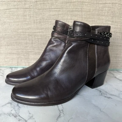 Spring Step Perela Ankle Boots Dark Brown Soft Leather Side Zip Size 37 US 7 EUC - Image 1 of 4