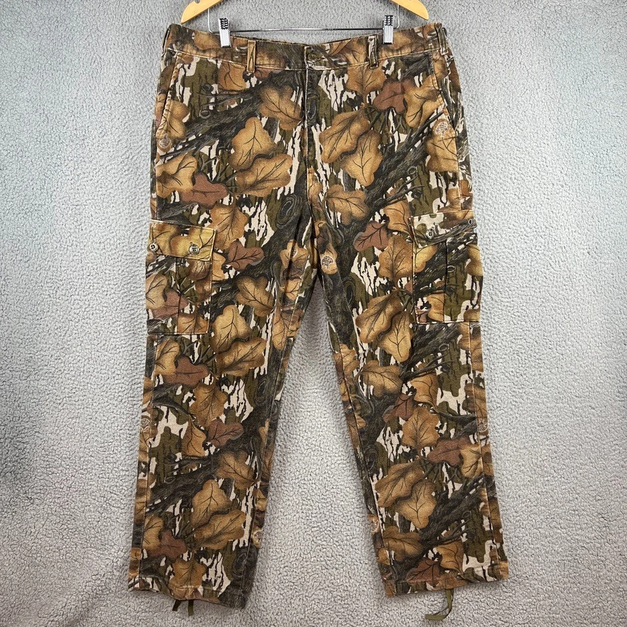 Pantalones cargo gamuza camuflaje follaje otoño roble musgo vintage años 90 talla XL hechos en EE. UU. Foto 1 de 4