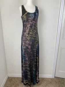 T-Party Tie Dye Maxi Dress Women Size S Racerback Boho Tank Festival Jersey Knit - Picture 1 of 7