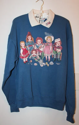 Sudadera Top Bordada Vintage Años 90 NUEVO CON ETIQUETAS RAGGEDY ANDY ANDY Marcella Tea Party M Foto 1 de 4