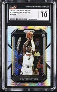 2022-23 Panini Prizm Peyton Watson #259 Hyper Basketball CGC 10 - Picture 1 of 2