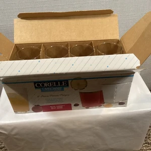 Set of 8 Vintage Corelle 7.5 oz Glassware Tumblers - 'In The Garden' 1996 New - Picture 1 of 5