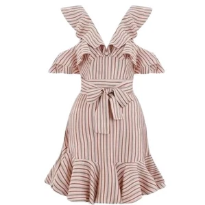 ZIMMERMANN Painted Hearts Dress SIZE 1 AU 10 Striped Silk Flutter Sleeve EUC - Picture 1 of 15