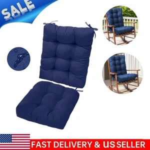 Terrassen Stuhl Kissen Set Schaukelstuhl Liege Sitz Rücken Auflage Matte mit Bändern - Bild 1 von 8