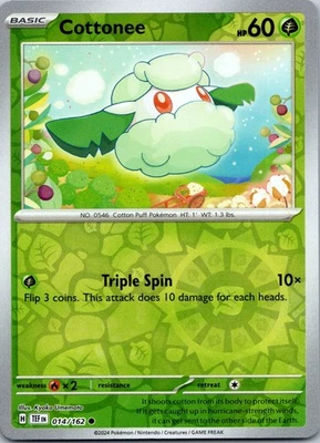 Cottonee Reverse Holo Common SV05: Temporal Forces 014/162 NM - Image 1 of 2