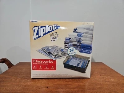 Ziploc Bolsa Espacial 15 Bolsas Ahorro de Espacio Set (2 XL, 5 L, 4 M, 4 Viajes) - NUEVO Foto 1 de 4