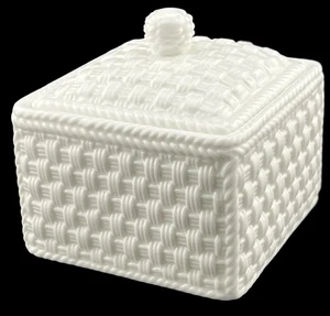 Seltene Tiffany & Co gewebte Schmuckschatulle cremefarben Porzellan Sybil Connolly Irland 3 Zoll - Bild 1 von 5