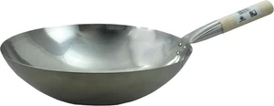 Wok in Acciaio Inox, Fondo Rotondo, Diametro: 35 Cm, Argento - Foto 1 di 12