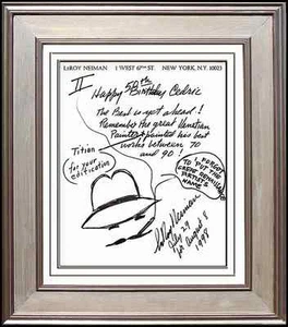 LeRoy NEIMAN Original Signed Self Portrait Drawing Artwork Framed Painting - Picture 1 of 3