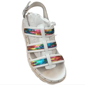 SKECHERS Jammers Triple Rainbow sparkly sequin fisherman platform sandals - Picture 1 of 5