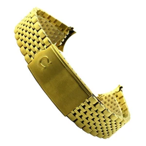 Watch Band 18mm Hollow Curved End Beads Rice For Vintage Omega Constellation - Picture 1 of 6