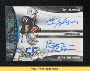 2016 Panini Rookies & Stars Platinum 1/1 Bo Jackson Brian Bosworth Auto READ 8at