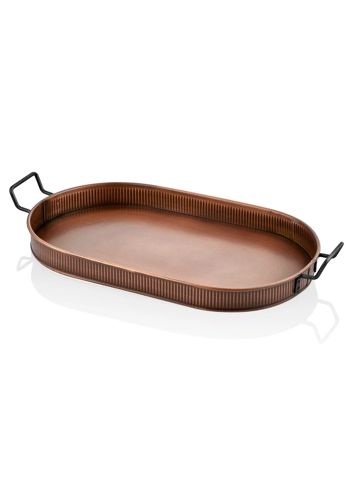 The Mia Copper Oval Serving Tray (66 x 32 cm) - Image 1 of 2