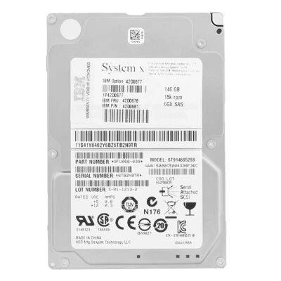 Hard Drive 2.5 IBM 146GB ST9146852SS 15,000 RPM 42D0678 42D0681 SAS2 - Image 1 of 4