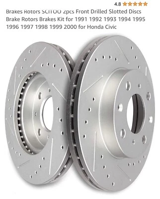 Disco de 2 rotores de freno delanteros para Honda Civic 1991-2000 ventilados. delantero izquierdo y derecho Foto 1 de 4