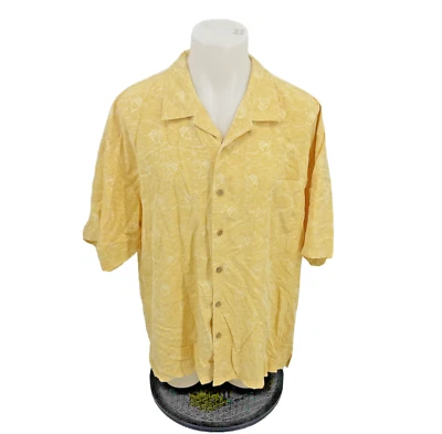 Camisa de seda con botones Monlego Mon XXL para hombre pesca hawaiana manga corta DG15 Foto 1 de 4