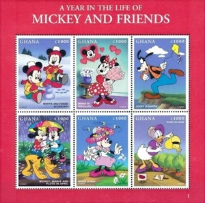 Disney 1998 Ghana - A Year in the Life of Mickey & Friends Sheetlet Nº1 - MNH - Picture 1 of 1