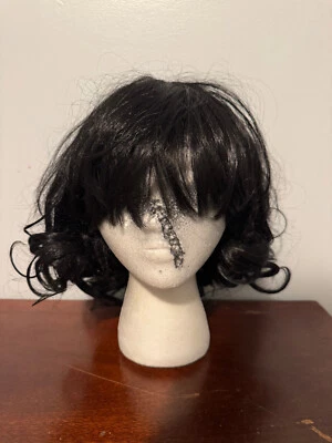 Peluca rizada peluca sintética con flequillo - Peluca Bob con flequillo, peluca negra, negro rizado Foto 1 de 2