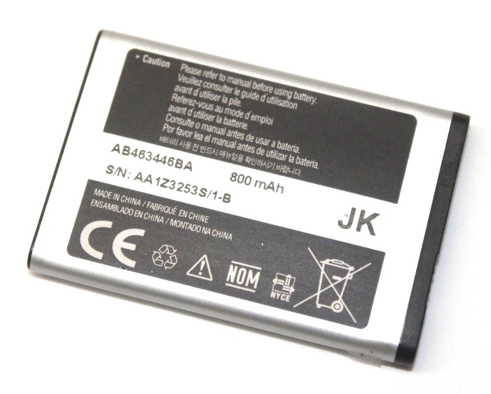 Batería de iones de litio de repuesto genuina Samsung AB463446BA 3,7 V 800 mAh para SGH-S150G Foto 1 de 1
