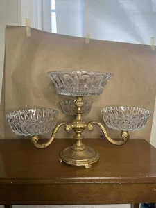 Vintage Lead Crystal (Germany) Centerpiece 4 Compartments Crystal Epergene - Picture 1 of 13