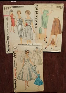 Vintage Lot Of 3 Simplicity Sewing Patterns Dress Kits - Picture 1 of 11