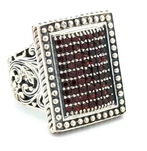 Video Samuel B Behnam BJC 925 Sterling Silver Natural Round Cut Garnet Ring - Picture 1 of 3