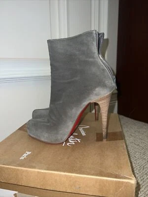 Christian Louboutin Botines Ariella Garra Gris Gamuza Zapatos Bombas 120 Botín Foto 1 de 4