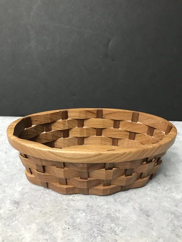 Unique Oval Handmade Wood Carved (Not Woven)Signed Basket made In Ohio,Sanders Cover