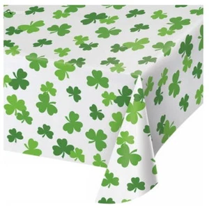 St Pat St Patricks Day Fun Tablecover Plastic Party Shamrock Clover - Picture 1 of 2