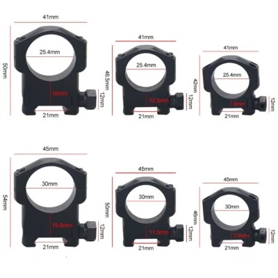 25.4/30mm Scope Ring Low/Middle/High Picatinny Rail Double Nail Sight Mounts - Image 1 of 4