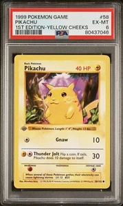 Pokemon 1° Edizione 1999 Set Base PIKACHU Guance Gialle 58/102 PSA 6 NM-MT Raro - Foto 1 di 2