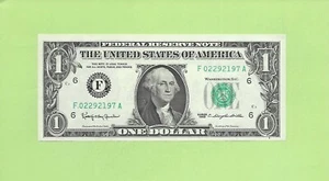 1963 ..UNCIRC $1 F 0229 2197 A .... 1963 $1 F-A NICE NOTE FRN - Picture 1 of 2