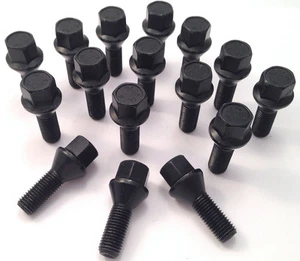 16x Radschrauben Radschrauben Muttern. M12x1,5 - M12 x 1,5, Kegel 17 mm Sechskant in schwarz - Bild 1 von 2