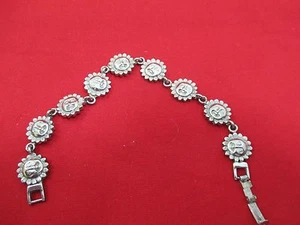 Sterling Silver Sun Face Link Bracelet 7.25" 24 gms - Picture 1 of 7