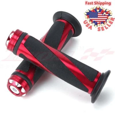 Universal Motorcycle Sport Bikes Hand Grips Handle Bar CNC Rubber Red 7/8 Ducati - Image 1 of 4