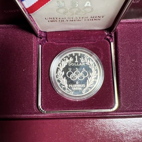 1988 S Proof Olympic Silver Dollar OGP No COA. As Shown. X499 Cover