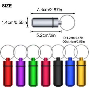 Aluminium Bottle Water-proof Pill Case Box Sealing Keychain Outdoor Tool - Picture 1 of 17