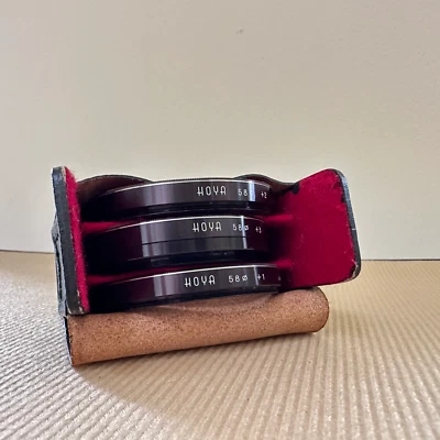 Vintage HOYA Set of 3 58mm Lens Filter Close Up +1, +2, +3 w/ Case Made in Japan - Image 1 of 4