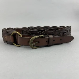 Purdey Brown Leather Plaited Y2K Style Hip Waist Belt Size 85cm 38" Long Length - Picture 1 of 11