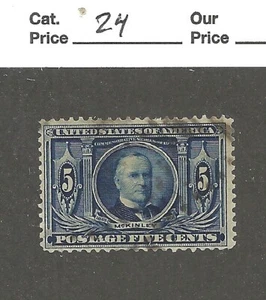US # 326, 5 cent blue, McKinley, 1904, VF-XF, scv $24 - Picture 1 of 2
