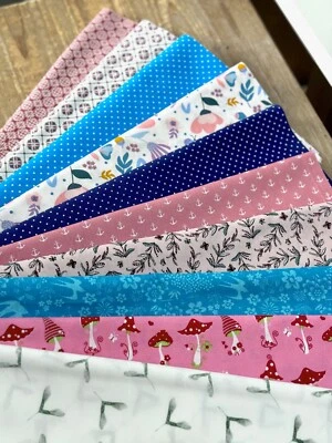 Neu 10x Stoffe Stoffpaket Patchwork Baumwollstoff Botanik Anker Blumen 25x35cm - Bild 1 von 2