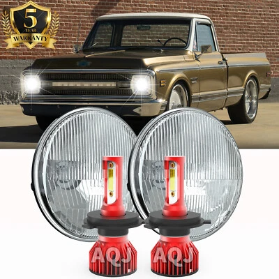 FOR Ford F1 1948-1952 Pair 7" Inch Round Super bright LED Headlights Hi/Lo Beam Foto 1 de 4
