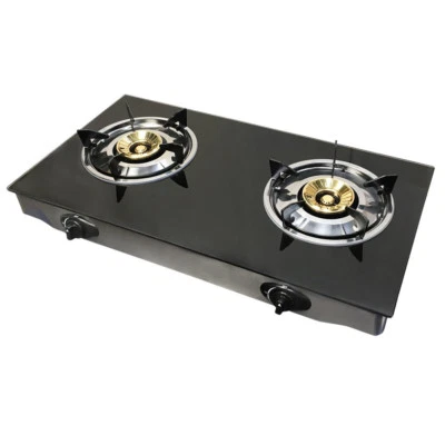 Portable 28" Glass Top Propane Double Stove Dual Gas 2 Burner 20,000 BTU/h