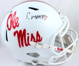 Elijah Moore Autographed Ole Miss Rebels F/S White Speed Helmet-Beckett W Holo - Picture 1 of 5
